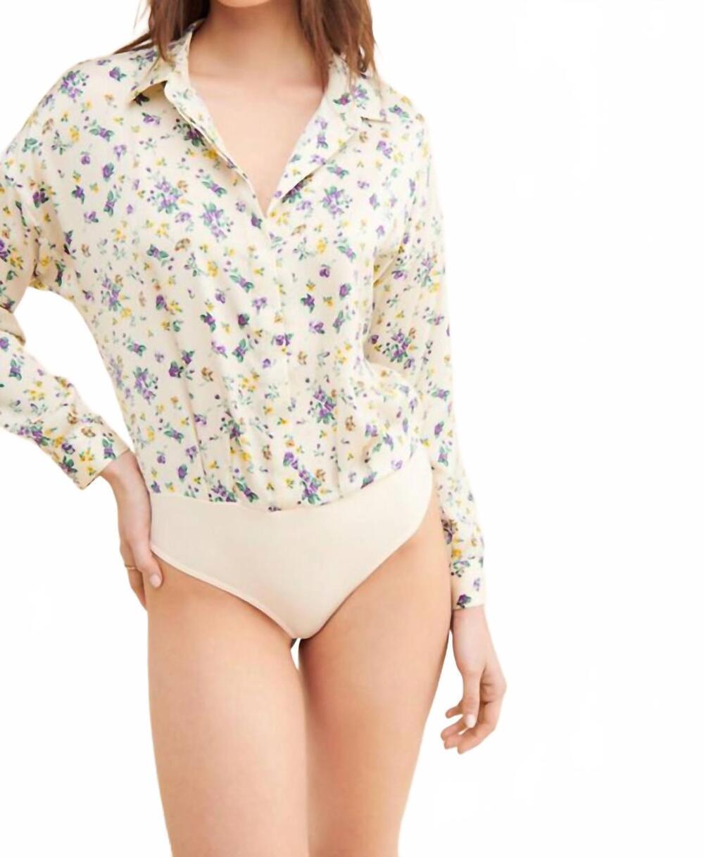 NEW HEARTLOOM kelci printed bodysuit in floral ivory